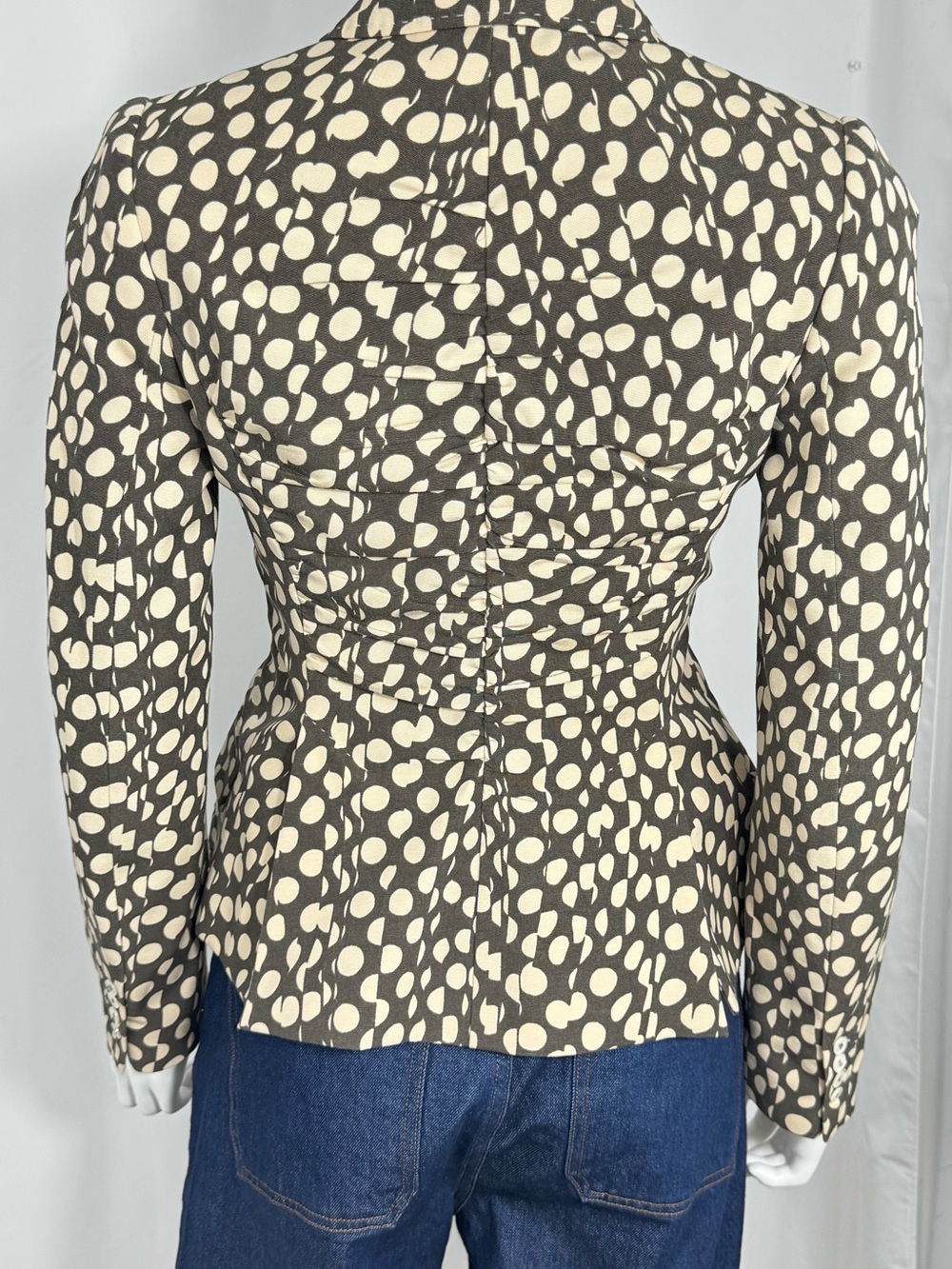Paul Smith Blue Vintage Polka Dot Blazer Jacket - Brown / Cream - Sz 40/4 - Picture 9 of 14